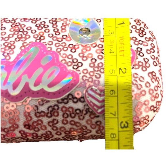 Barbie Pink Sequins Hard Glass Carrying Case Handles Girls Clamshell Hard Shell - Picture 8 of 10